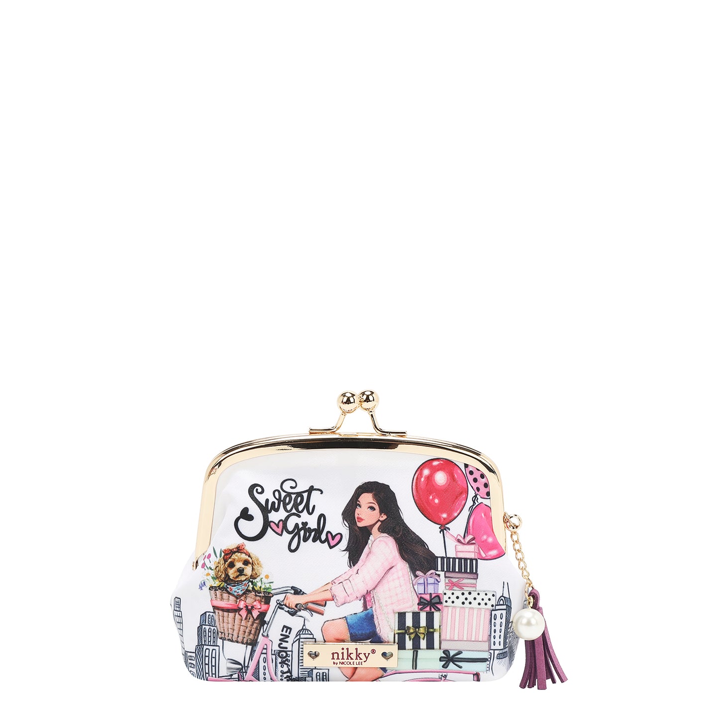 KISS-LOCK COSMETIC POUCH - NK25031 CHERRY LIPS BLACK / SWEET GIRL