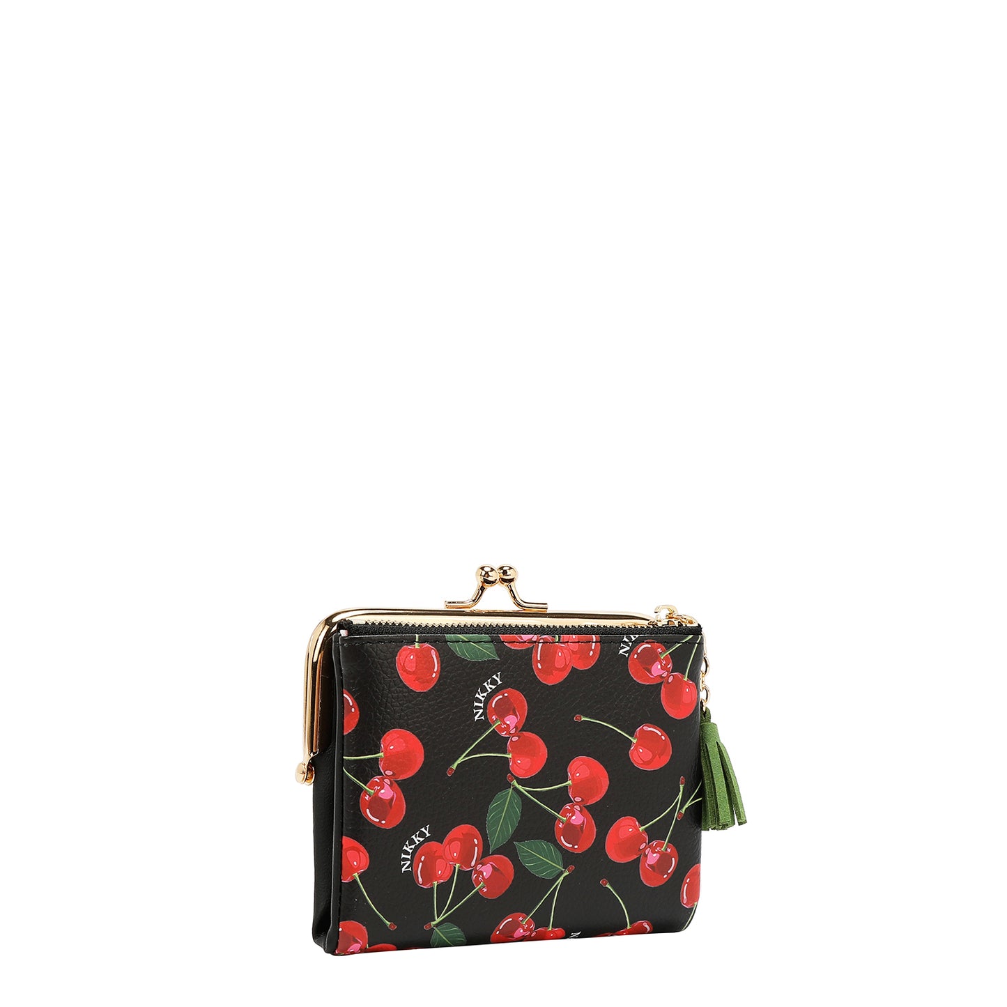 KISS-LOCK COIN PURSE WALLET - NK25033 CHERRY LIPS BLACK / SWEET GIRL
