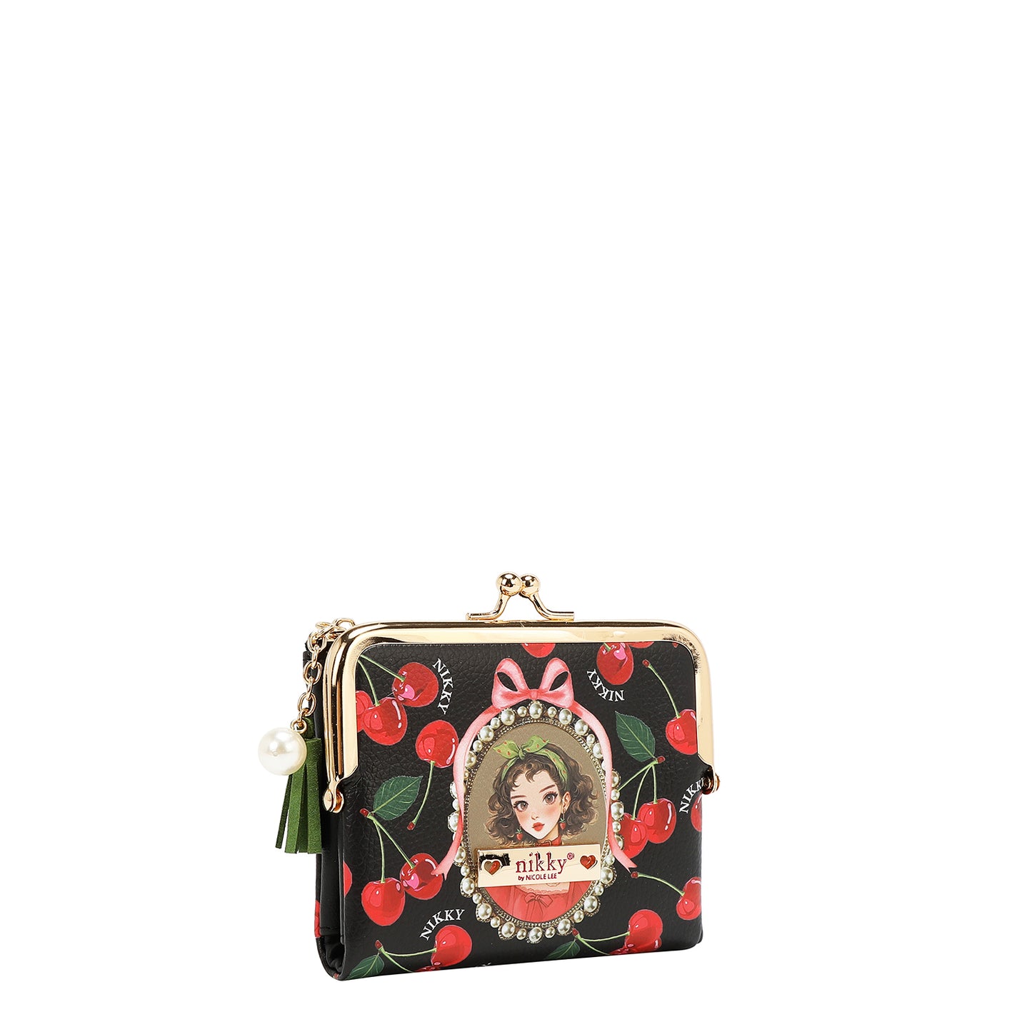 KISS-LOCK COIN PURSE WALLET - NK25033 CHERRY LIPS BLACK / SWEET GIRL