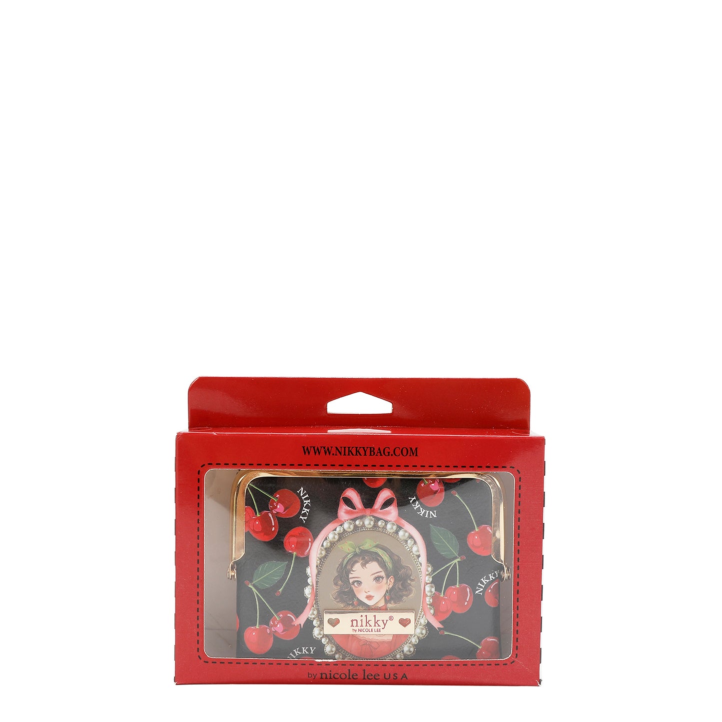 KISS-LOCK COIN PURSE WALLET - NK25033 CHERRY LIPS BLACK / SWEET GIRL