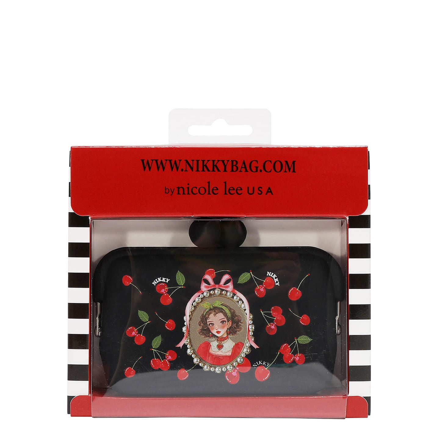 SILICONE CLASP COIN PURSE - NK25038 CHERRY LIPS BLACK / SWEET GIRL YELLOW