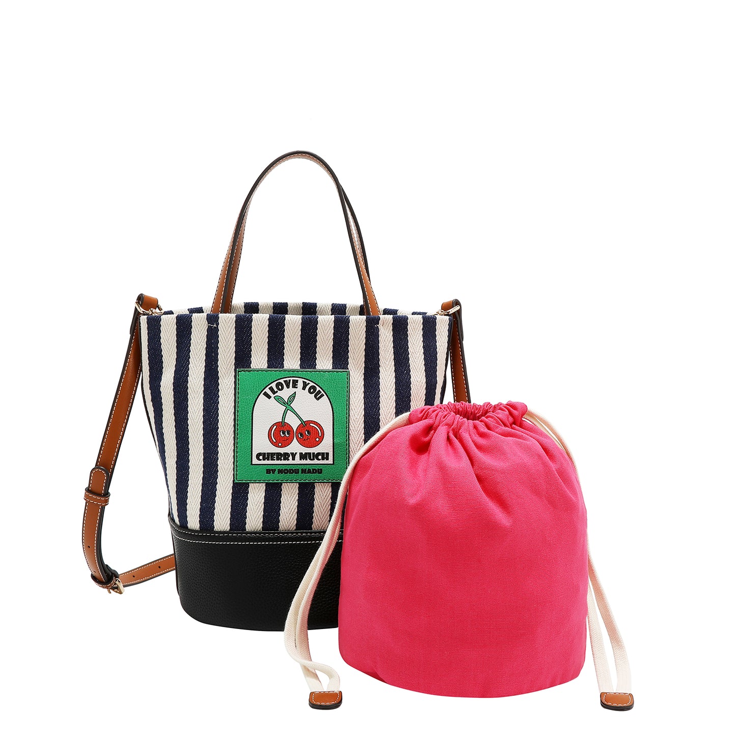 SOLANA BAG - BUCKET BAG -  NN1155 NAVY/ PINK / GREEN / CANDY