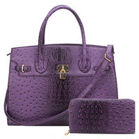 OS1096W Ostrich Croc Padlock 2-in-1 Satchel