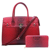 OS1096W Ostrich Croc Padlock 2-in-1 Satchel