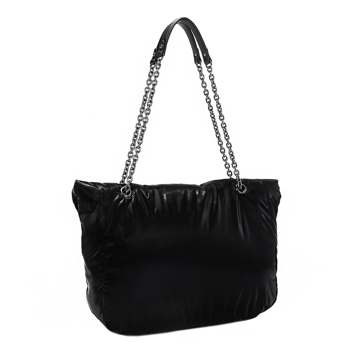 PUFFY LARGE FLAP BAG - P17016 BLACK