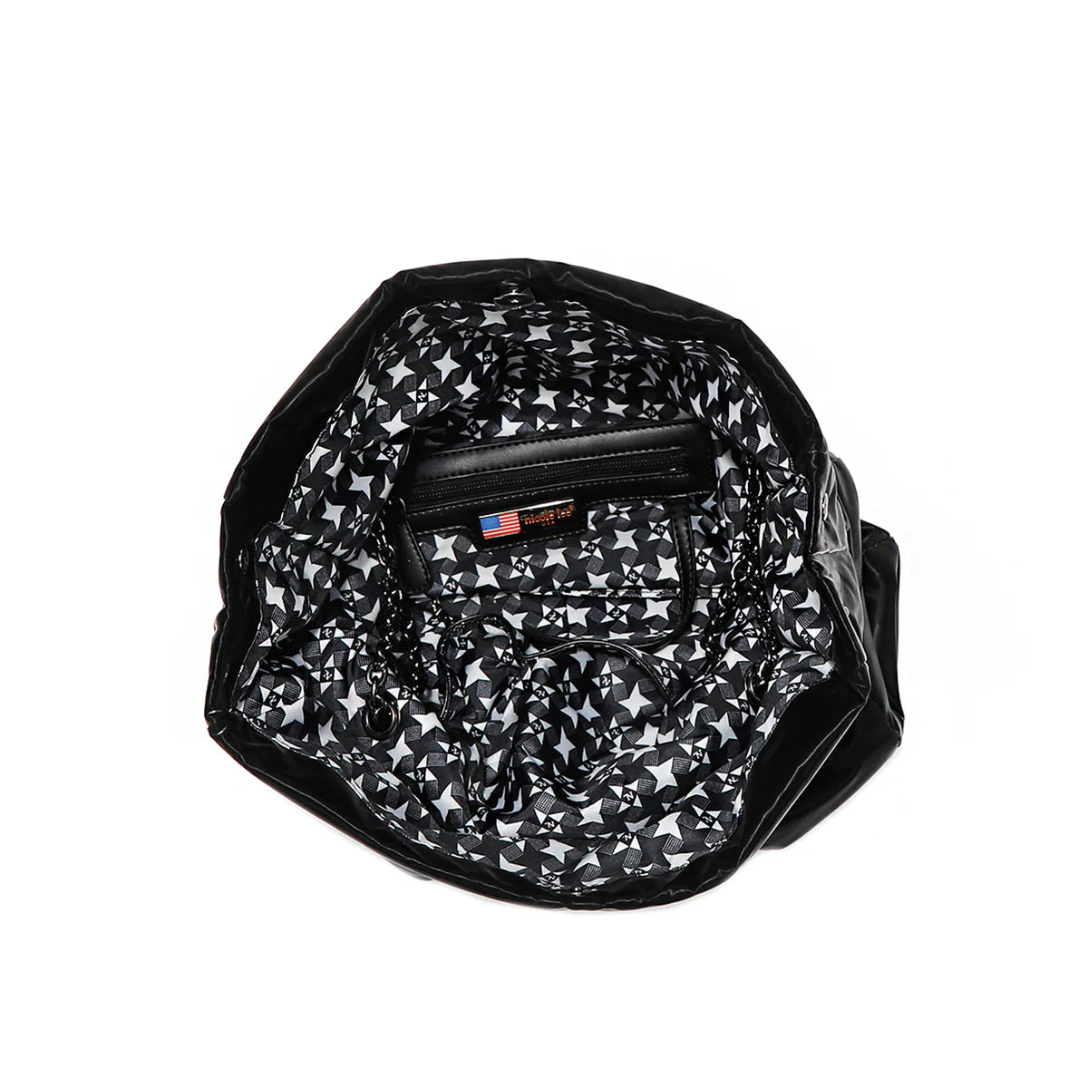 PUFFY LARGE FLAP BAG - P17016 BLACK