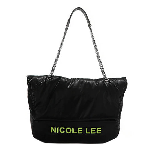 PUFFY LARGE FLAP BAG - P17016 BLACK