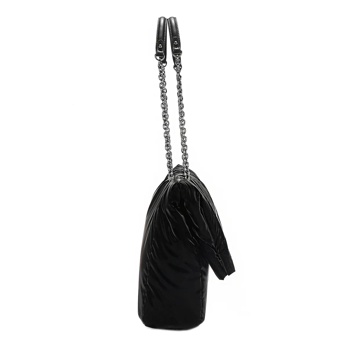 PUFFY LARGE FLAP BAG - P17016 BLACK