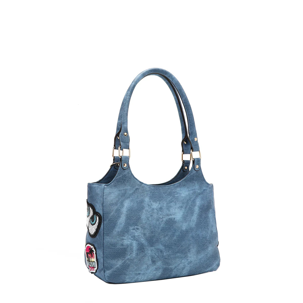 MULTI PATCH SHOULDER BAG - P17084 BLUE / GREEN / RED / BROWN