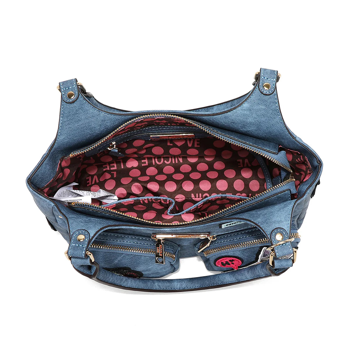 MULTI PATCH SHOULDER BAG - P17084 BLUE / GREEN / RED / BROWN