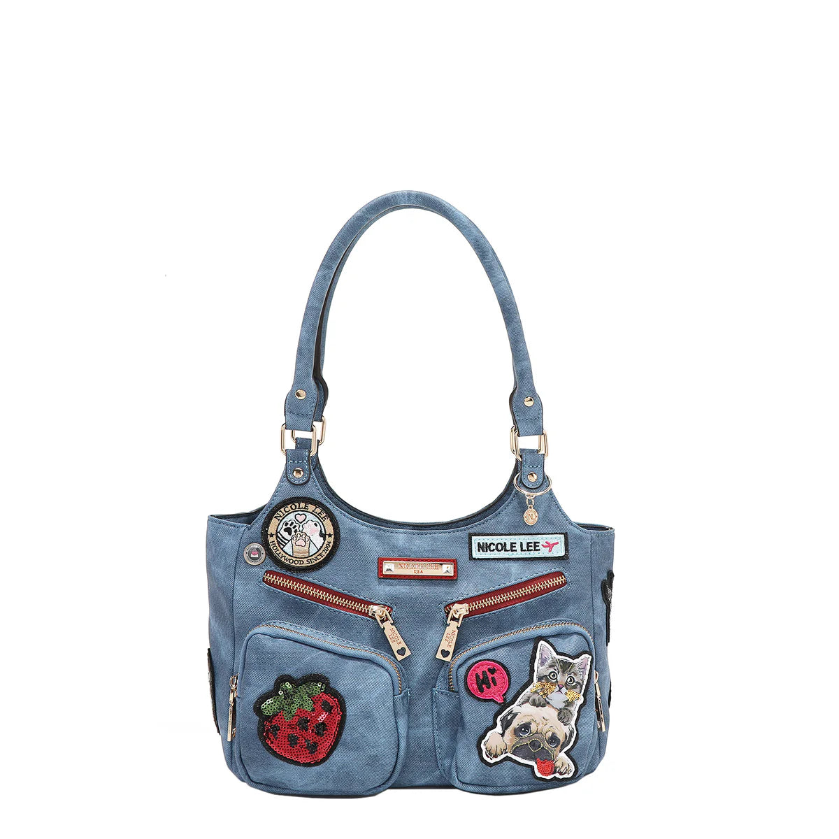 MULTI PATCH SHOULDER BAG - P17084 BLUE / GREEN / RED / BROWN