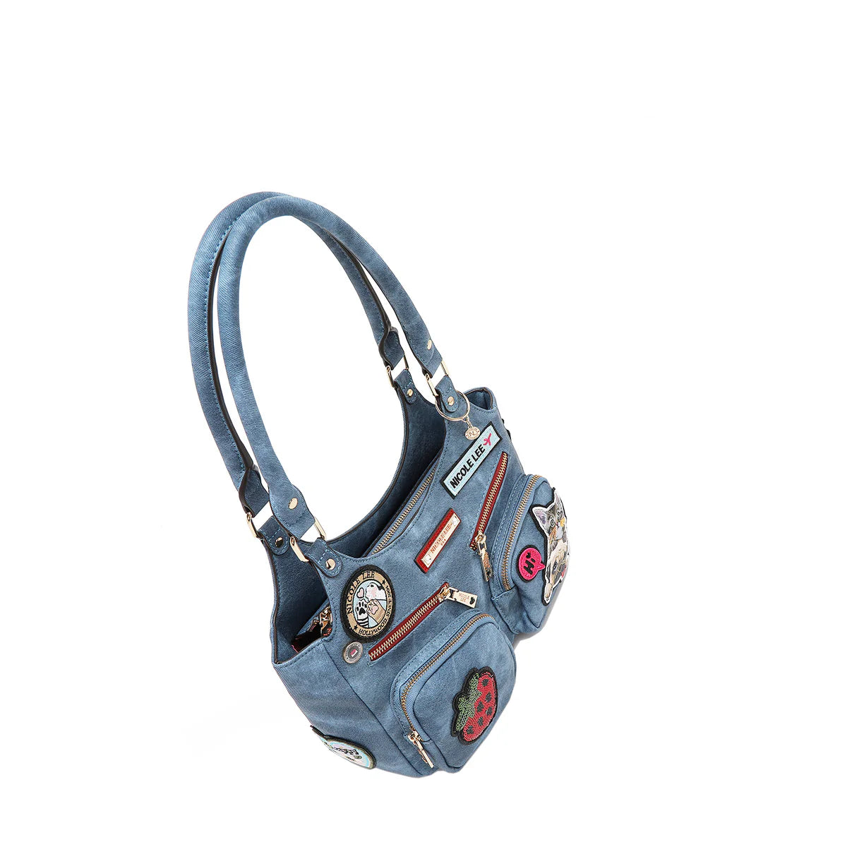 MULTI PATCH SHOULDER BAG - P17084 BLUE / GREEN / RED / BROWN