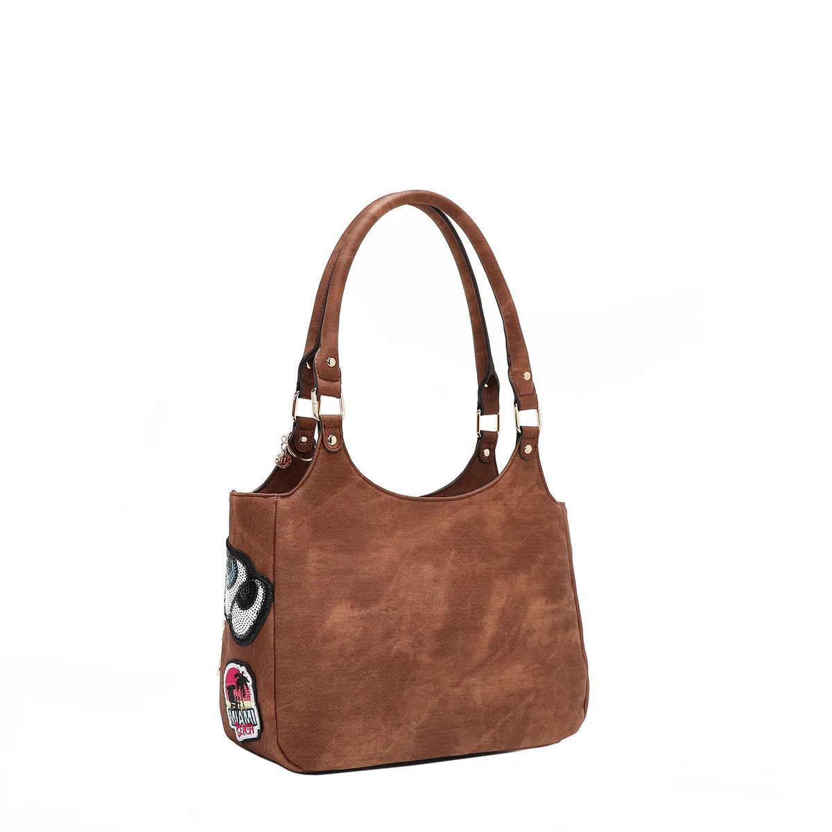 MULTI PATCH SHOULDER BAG - P17084 BLUE / GREEN / RED / BROWN
