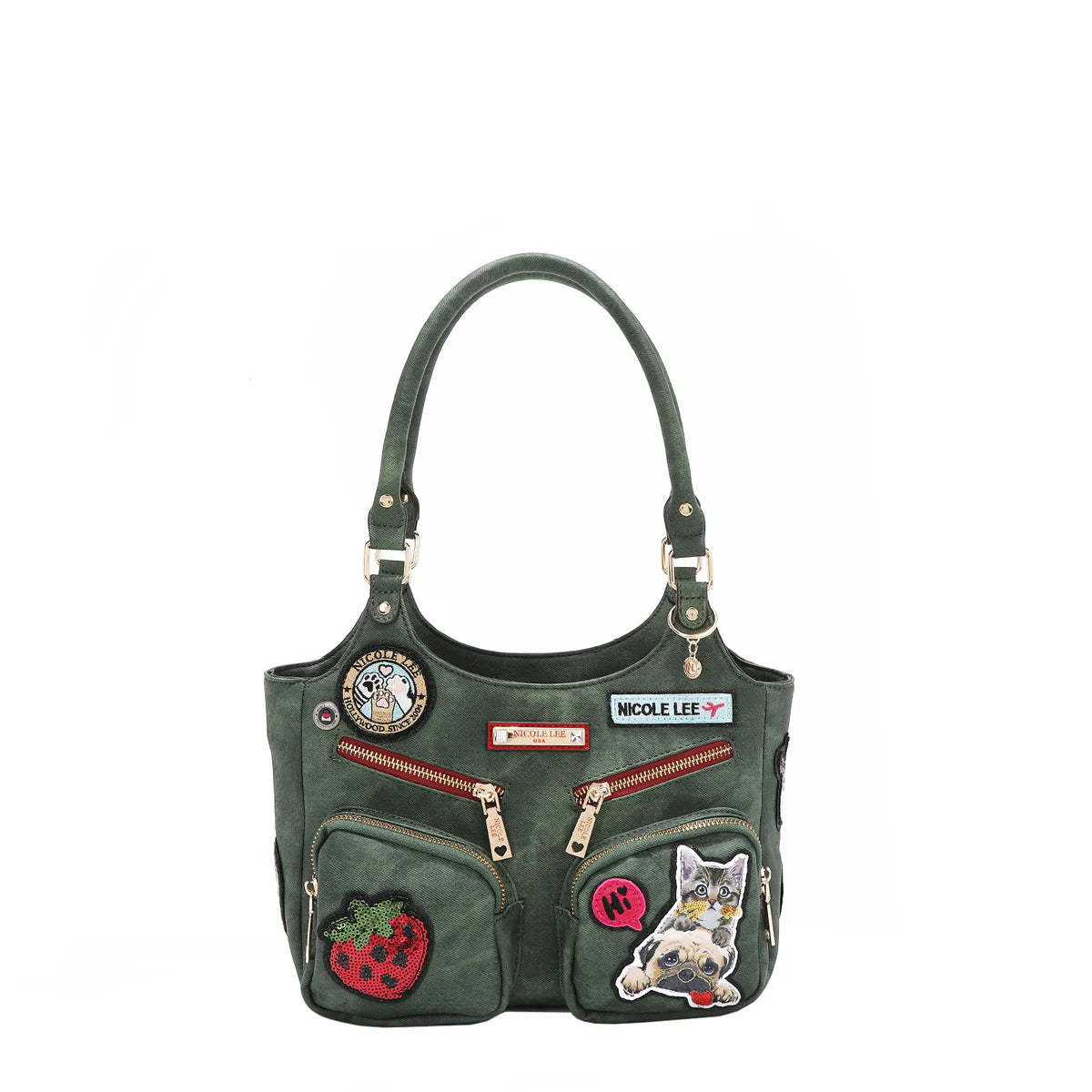 MULTI PATCH SHOULDER BAG - P17084 BLUE / GREEN / RED / BROWN