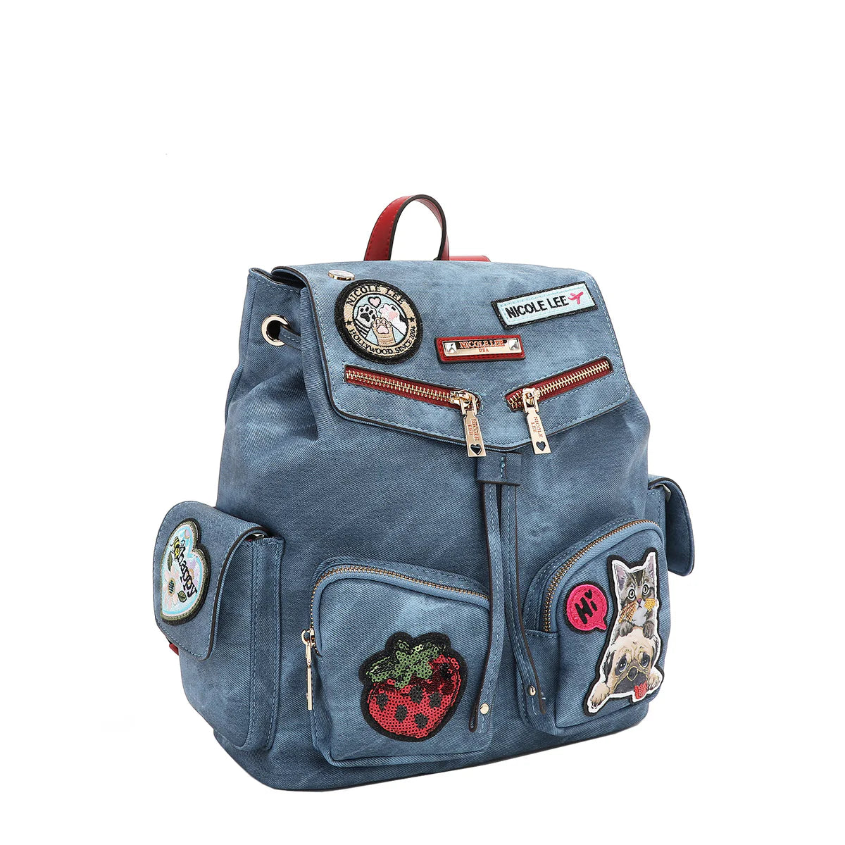 MULTI PATCH BACKPACK - P17085 BLUE / GREEN / RED / BROWN