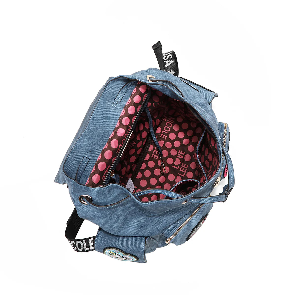 MULTI PATCH BACKPACK - P17085 BLUE / GREEN / RED / BROWN