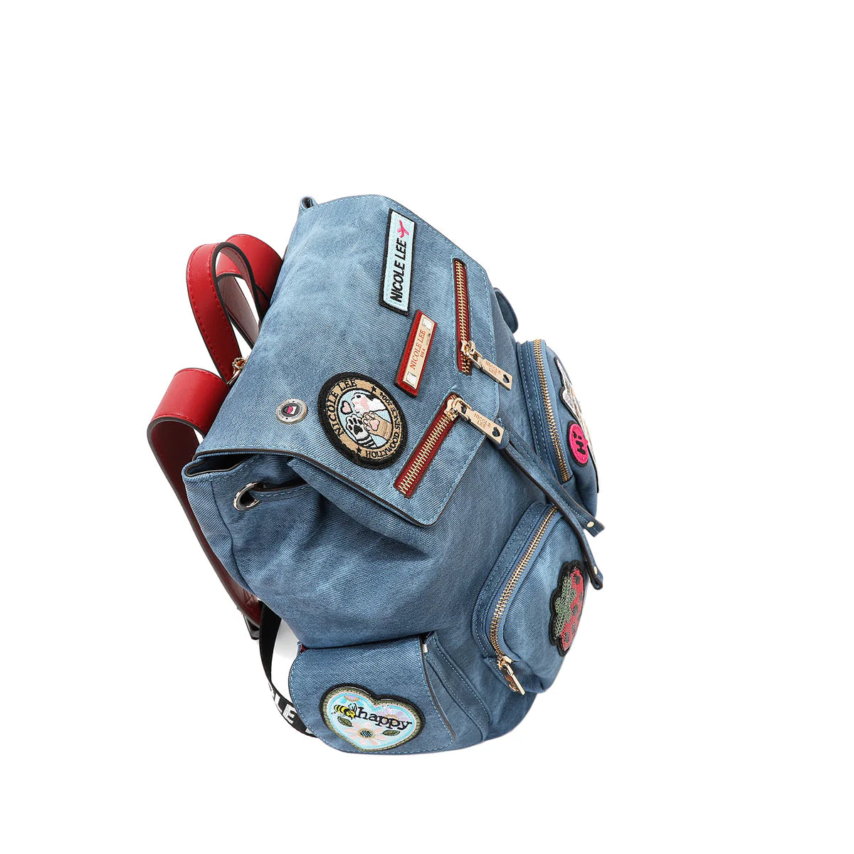 MULTI PATCH BACKPACK - P17085 BLUE / GREEN / RED / BROWN