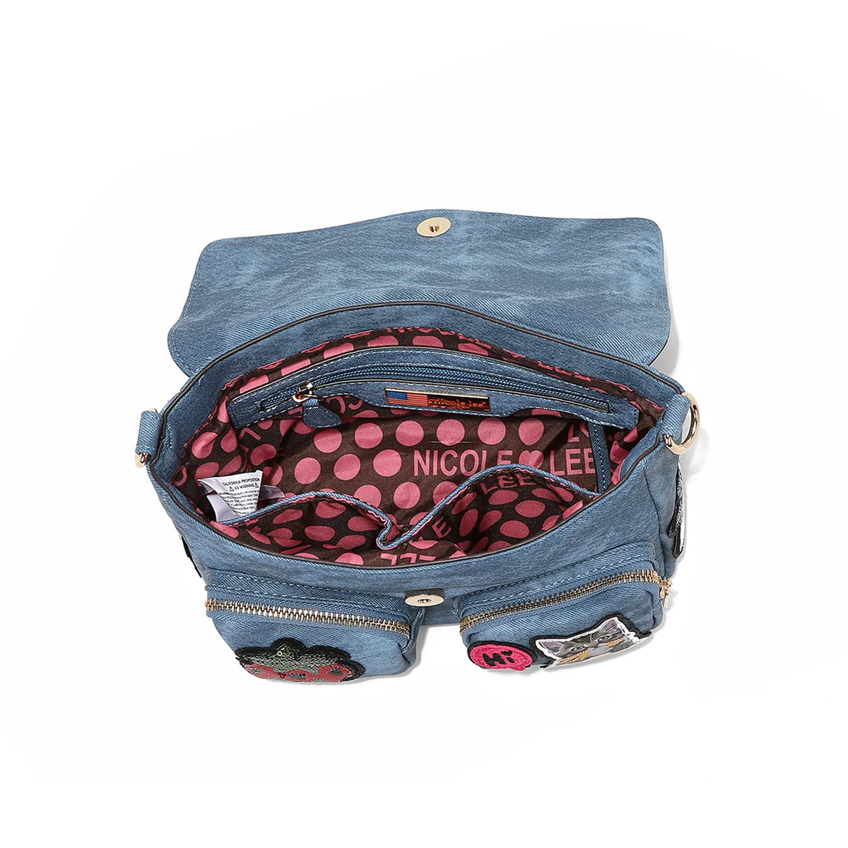MULTI PATCH FLAP CROSSBODY - P17086 BLUE / GREEN / RED / BROWN