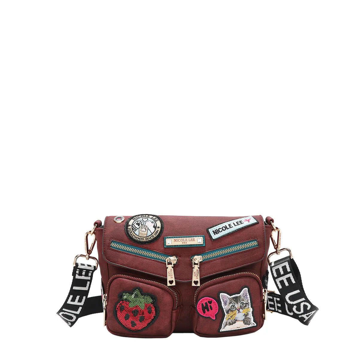 MULTI PATCH FLAP CROSSBODY - P17086 BLUE / GREEN / RED / BROWN