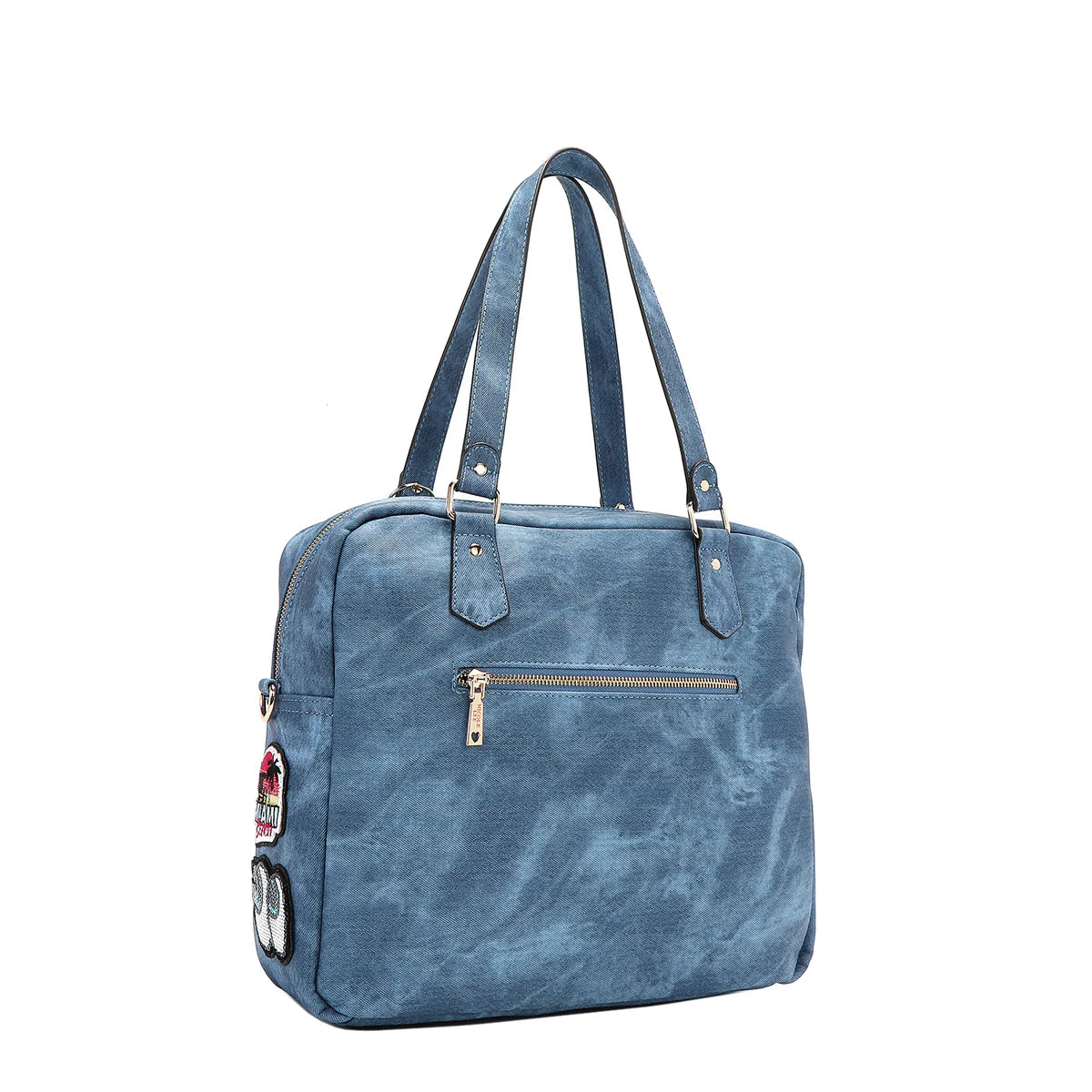 MULTI PATCH ZIPPER BAG -  P17087 GREEN / RED / BROWN / BLUE