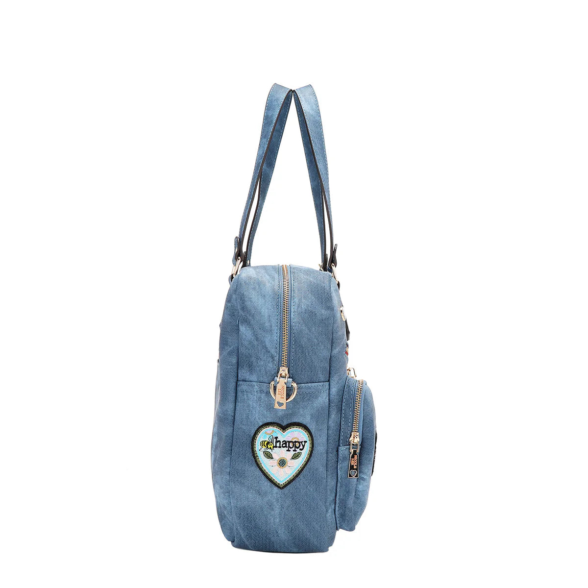 MULTI PATCH ZIPPER BAG -  P17087 GREEN / RED / BROWN / BLUE