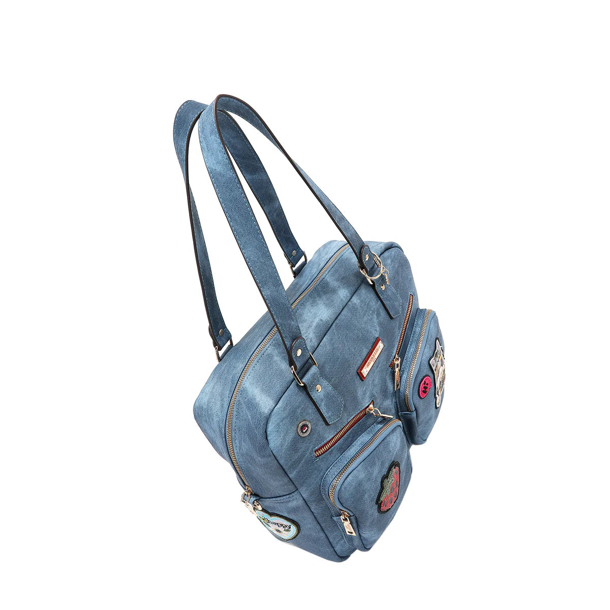 MULTI PATCH ZIPPER BAG -  P17087 GREEN / RED / BROWN / BLUE