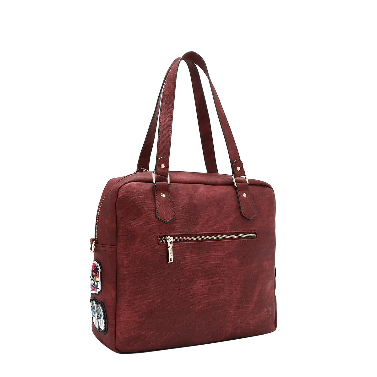 MULTI PATCH ZIPPER BAG -  P17087 GREEN / RED / BROWN / BLUE