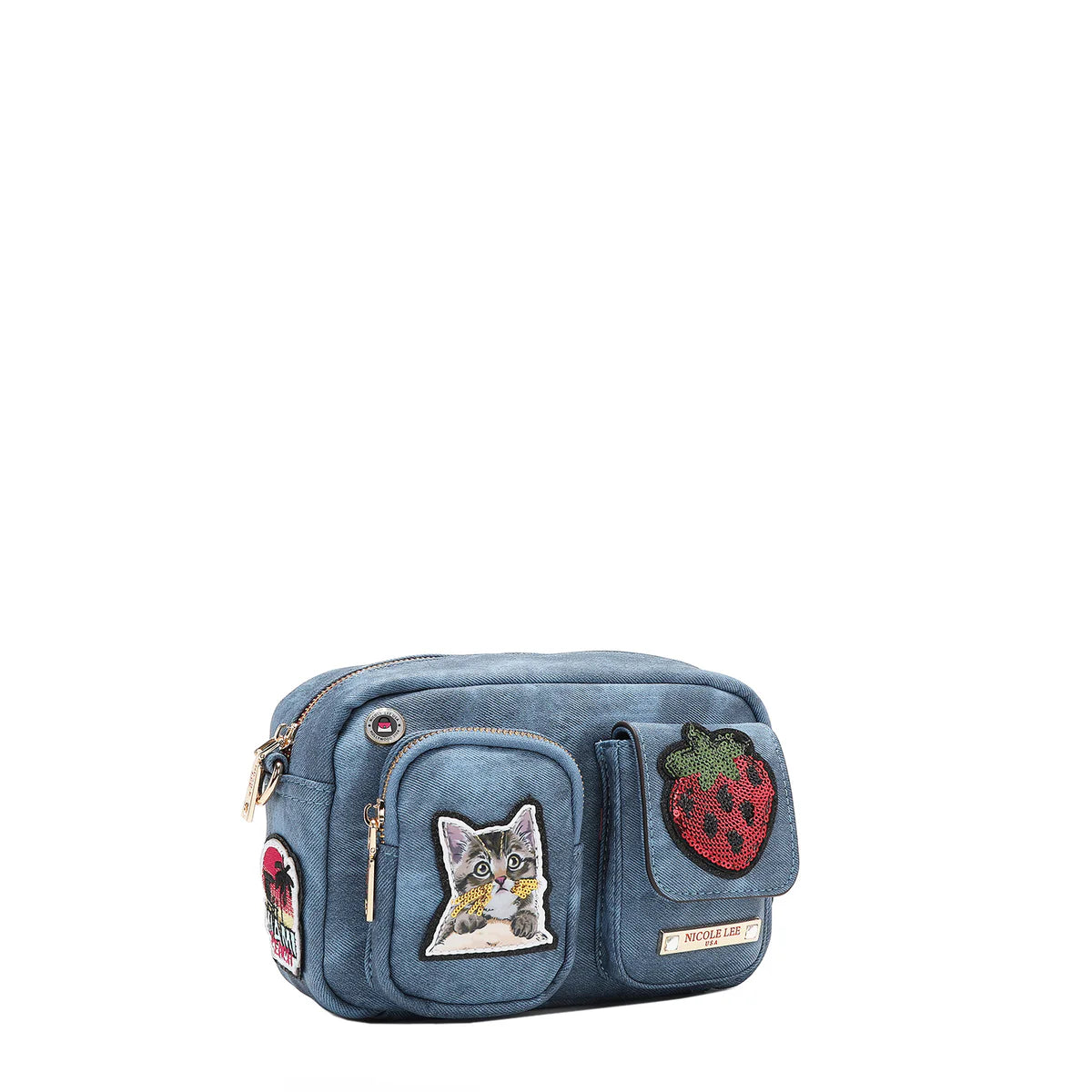 MULTI PATCH CROSSBODY - P17088 BLUE / GREEN / BROWN / RED