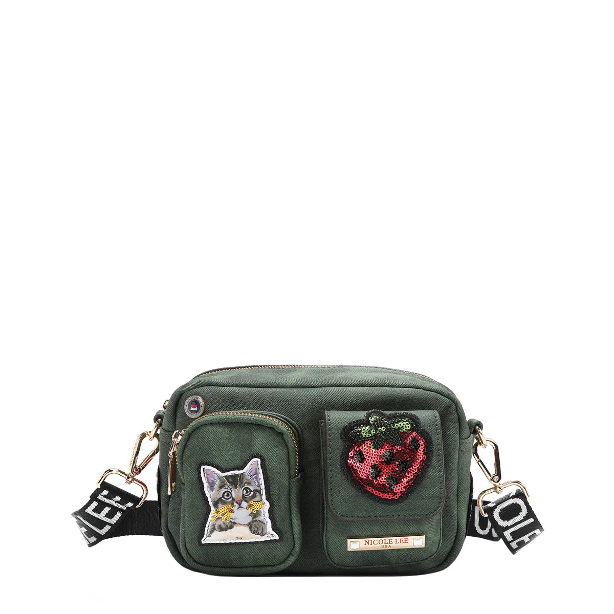 MULTI PATCH CROSSBODY - P17088 BLUE / GREEN / BROWN / RED