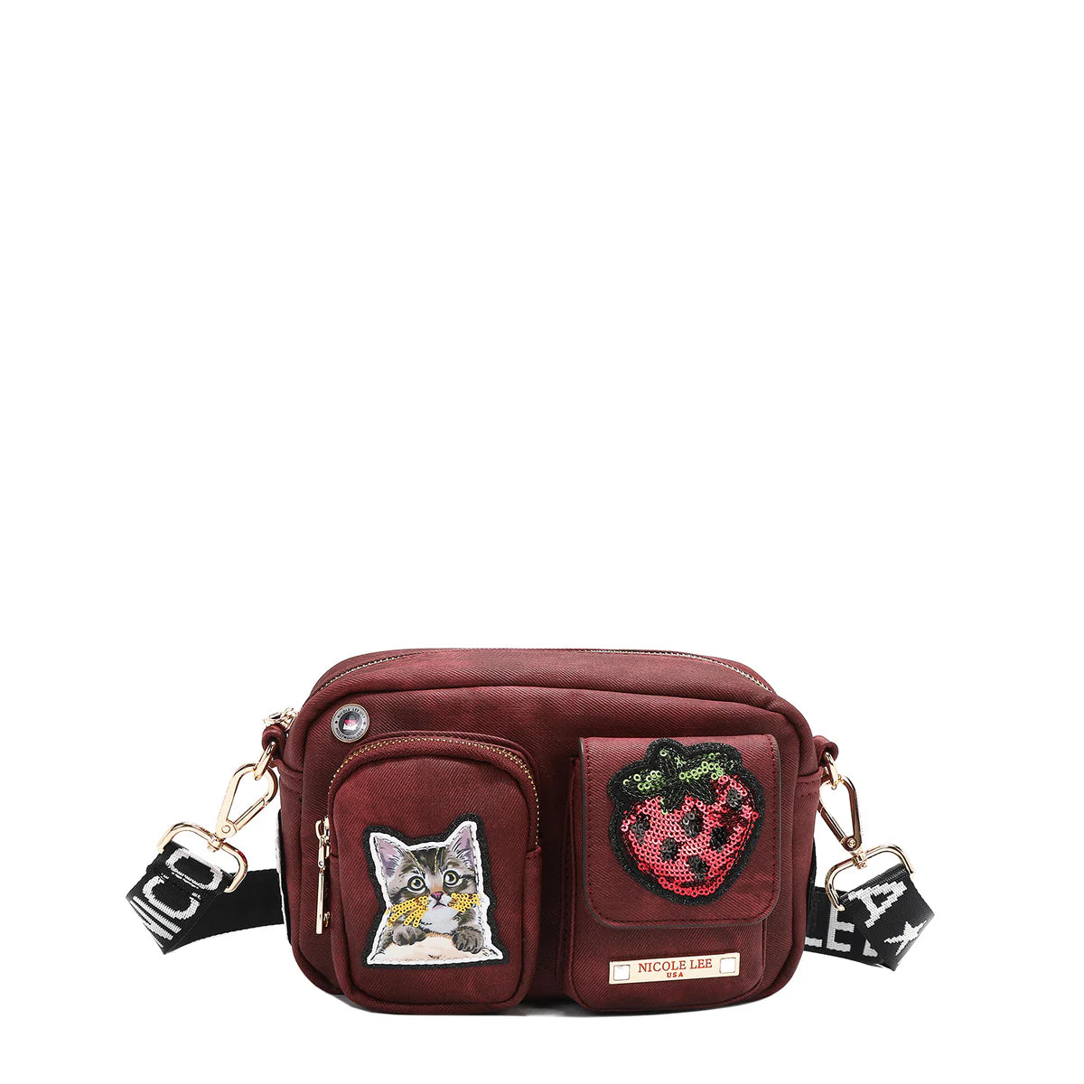 MULTI PATCH CROSSBODY - P17088 BLUE / GREEN / BROWN / RED