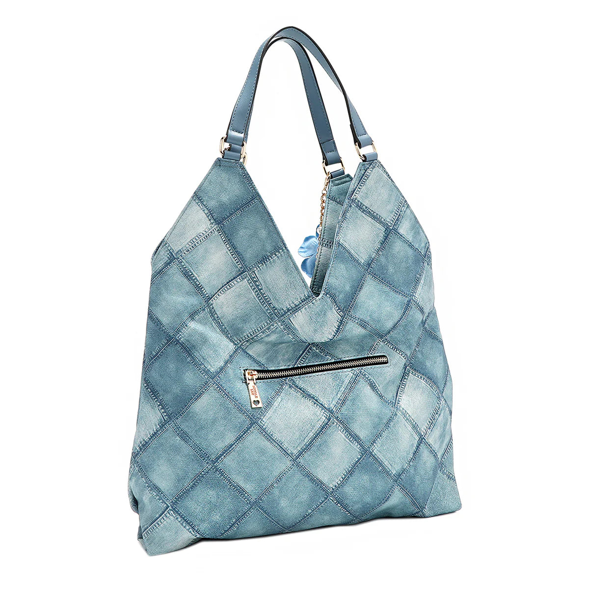 BLUE FLOWER LARGE SHOULDER BAG - P17089 BLUE
