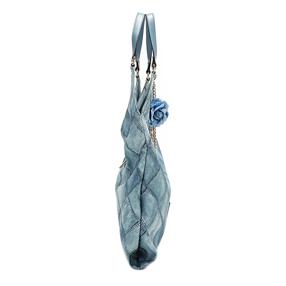 BLUE FLOWER LARGE SHOULDER BAG - P17089 BLUE