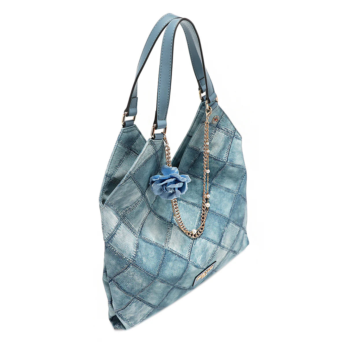 BLUE FLOWER LARGE SHOULDER BAG - P17089 BLUE