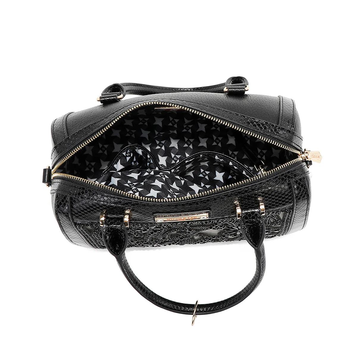 LACE BOSTON BAG -  P17094 BLACK