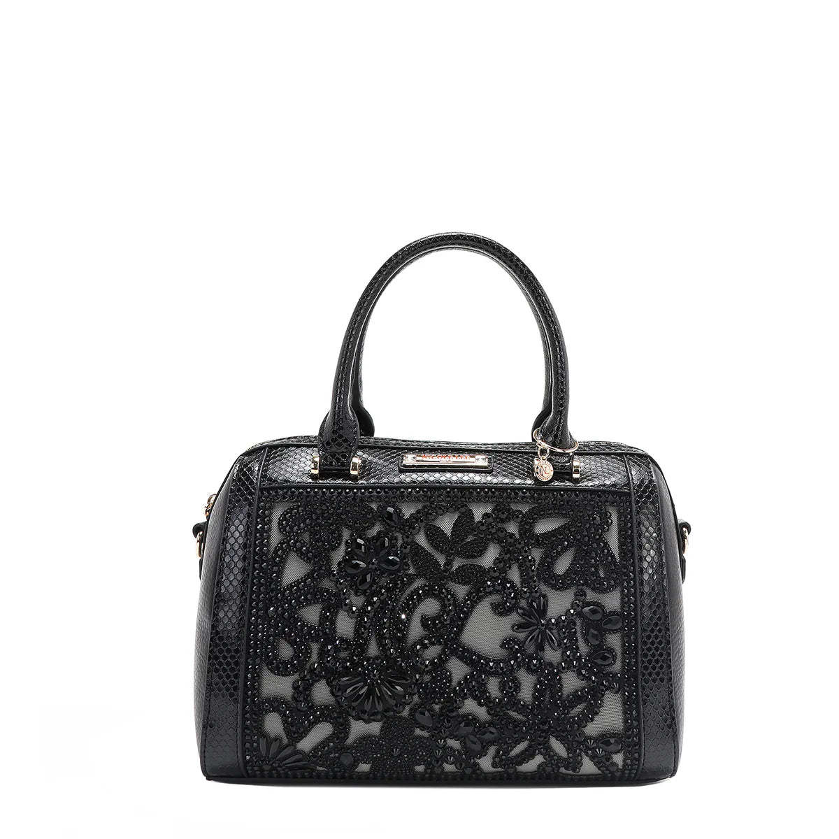 LACE BOSTON BAG -  P17094 BLACK