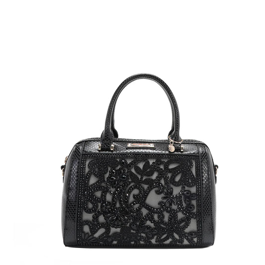 LACE BOSTON BAG -  P17094 BLACK