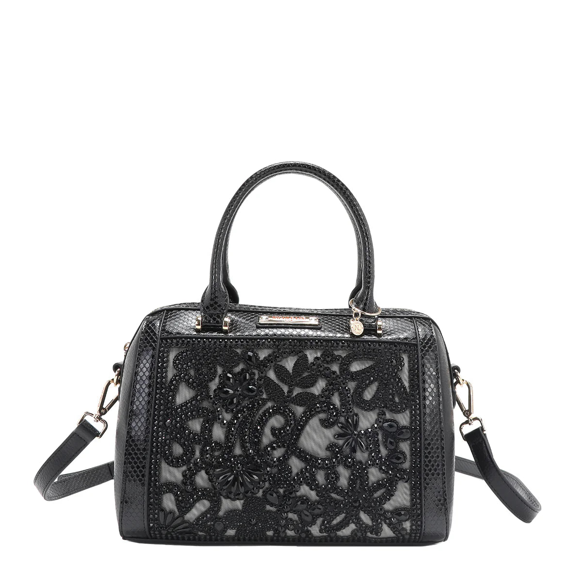 LACE BOSTON BAG -  P17094 BLACK