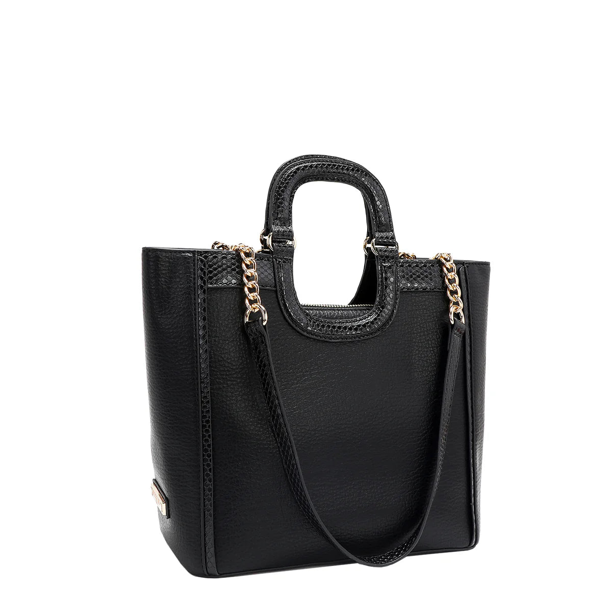 LACE TOP HANDLE HANDBAG -  P17096 BLACK