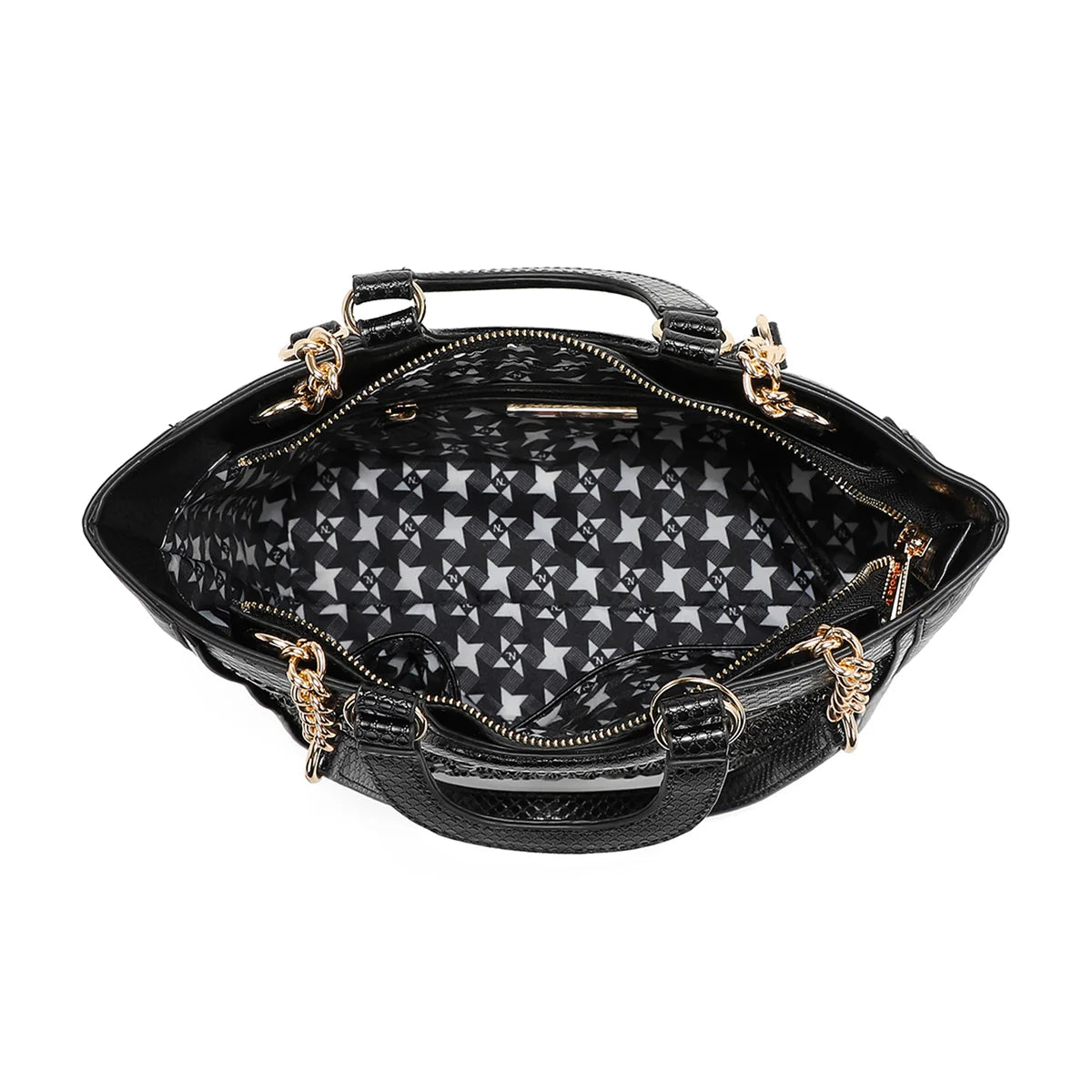 LACE TOP HANDLE HANDBAG -  P17096 BLACK