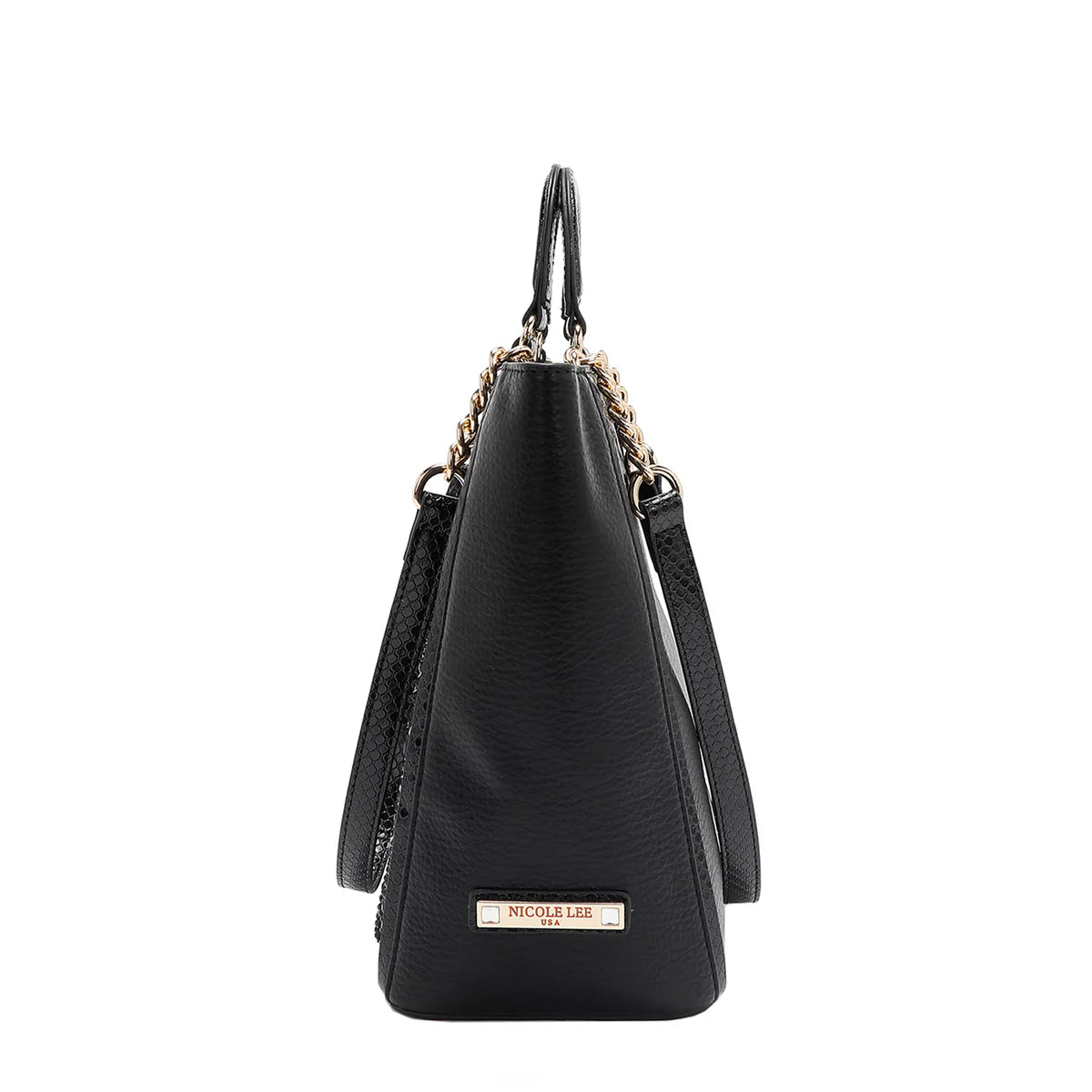 LACE TOP HANDLE HANDBAG -  P17096 BLACK