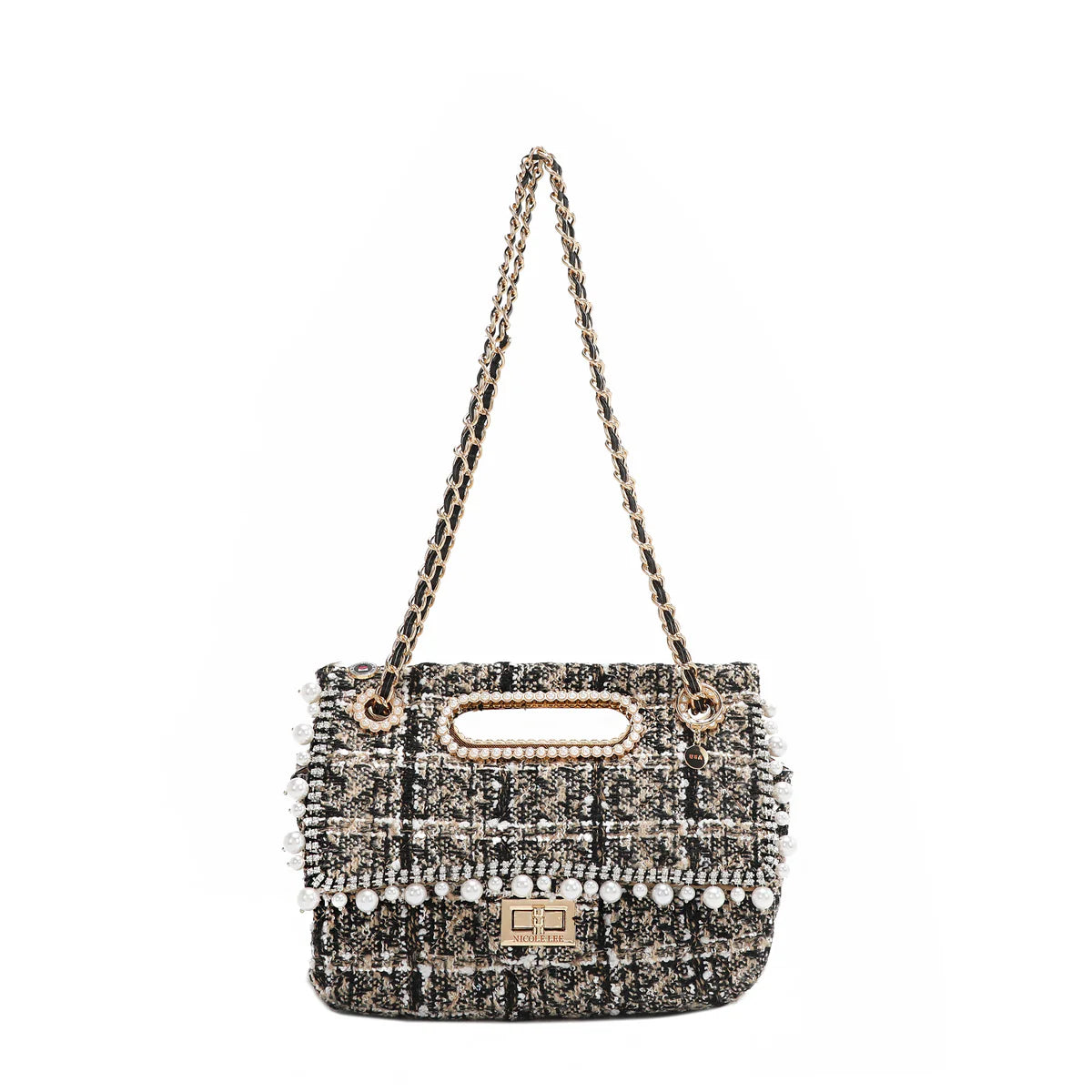 TWEED CLUTCH FLAP BAG - P17099 RED / GREEN / BEIGE / BLACK