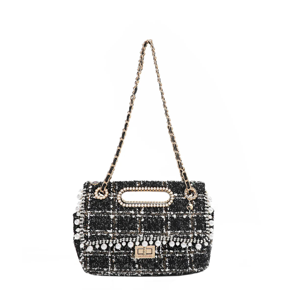 TWEED CLUTCH FLAP BAG - P17099 RED / GREEN / BEIGE / BLACK
