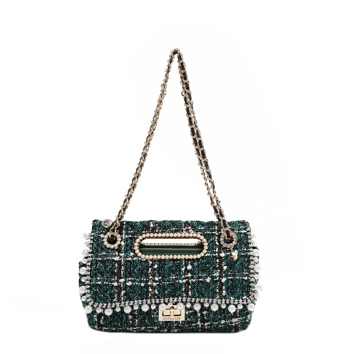 TWEED CLUTCH FLAP BAG - P17099 RED / GREEN / BEIGE / BLACK