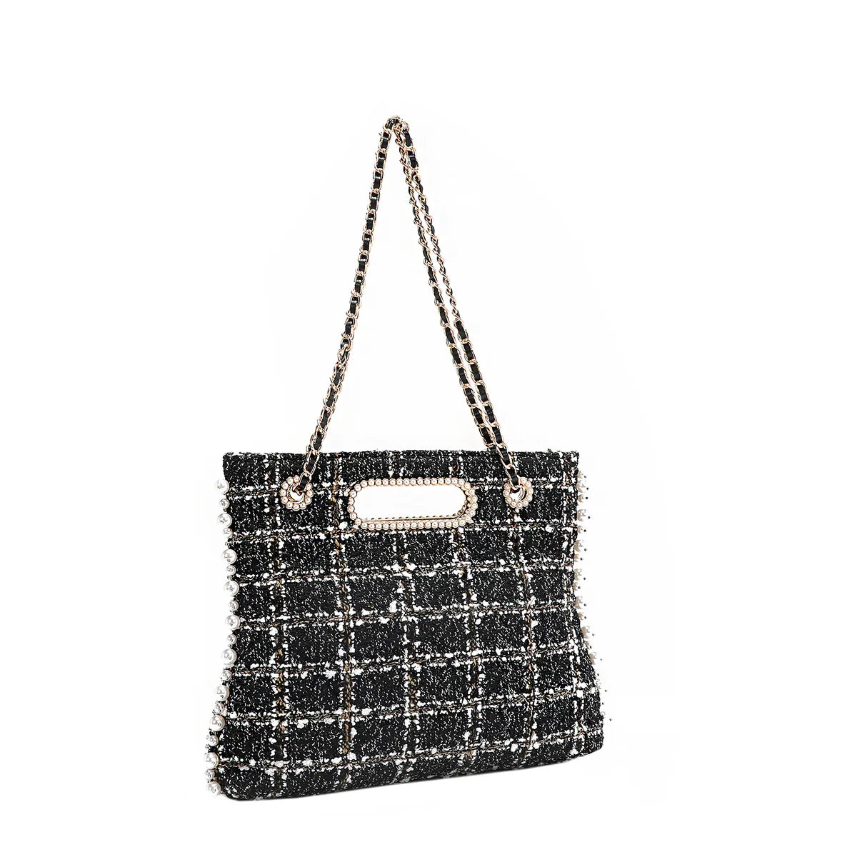 TWEED CLUTCH BAG - P17100 RED / BLACK / BEIGE / GREEN