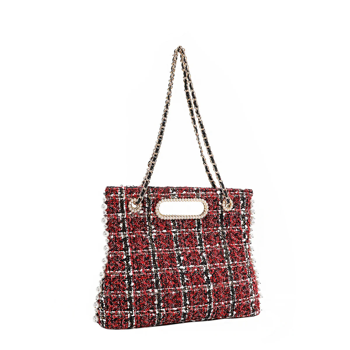 TWEED CLUTCH BAG - P17100 RED / BLACK / BEIGE / GREEN