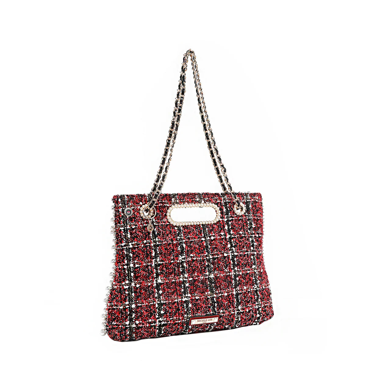 TWEED CLUTCH BAG - P17100 RED / BLACK / BEIGE / GREEN