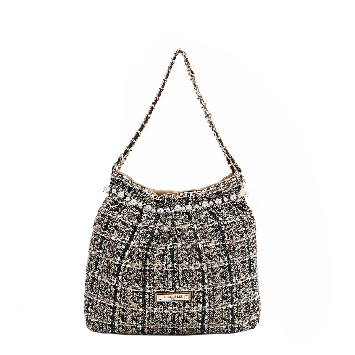 TWEED SHOULDER BAG - P17101 RED / BLACK / BEIGE / GREEN