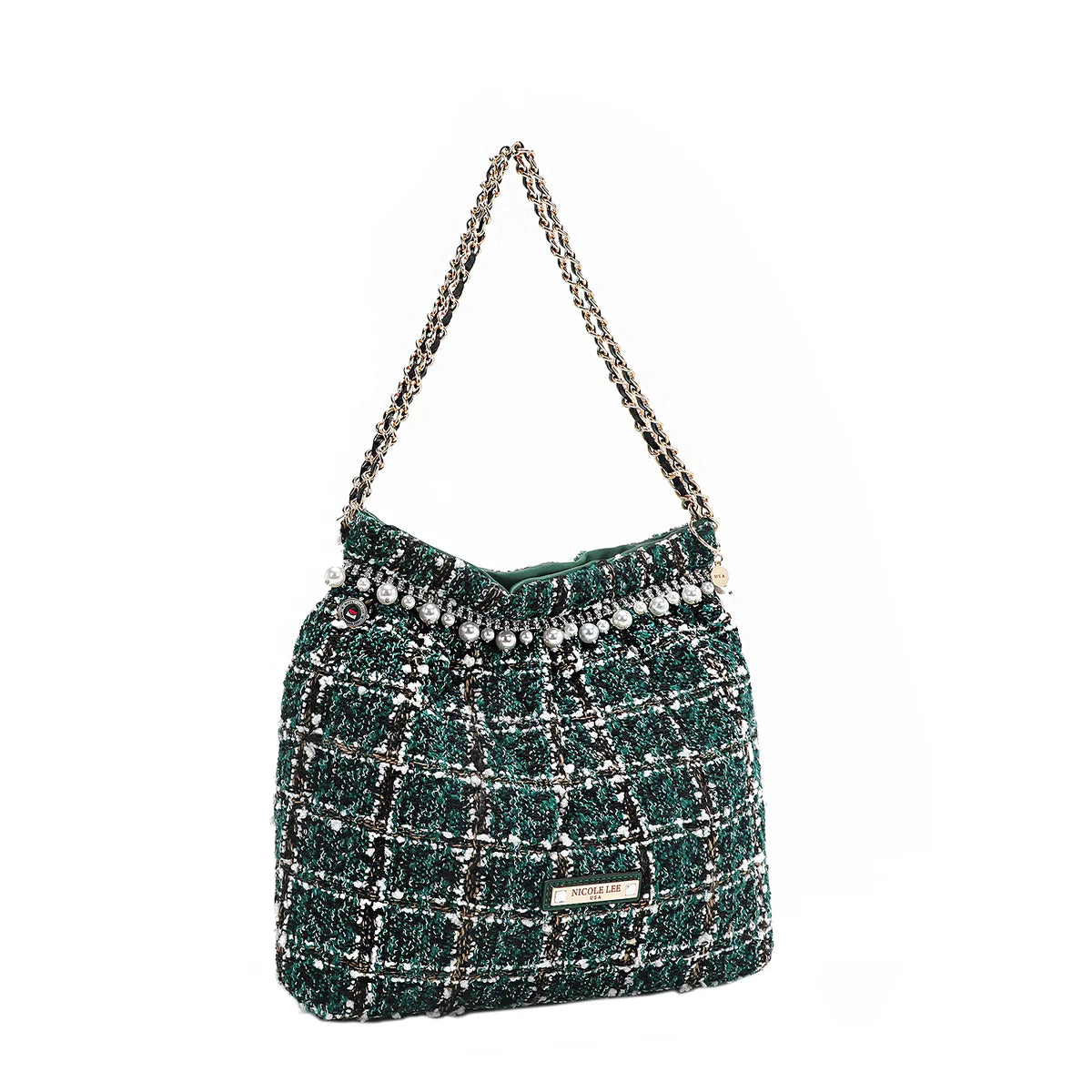 TWEED SHOULDER BAG - P17101 RED / BLACK / BEIGE / GREEN