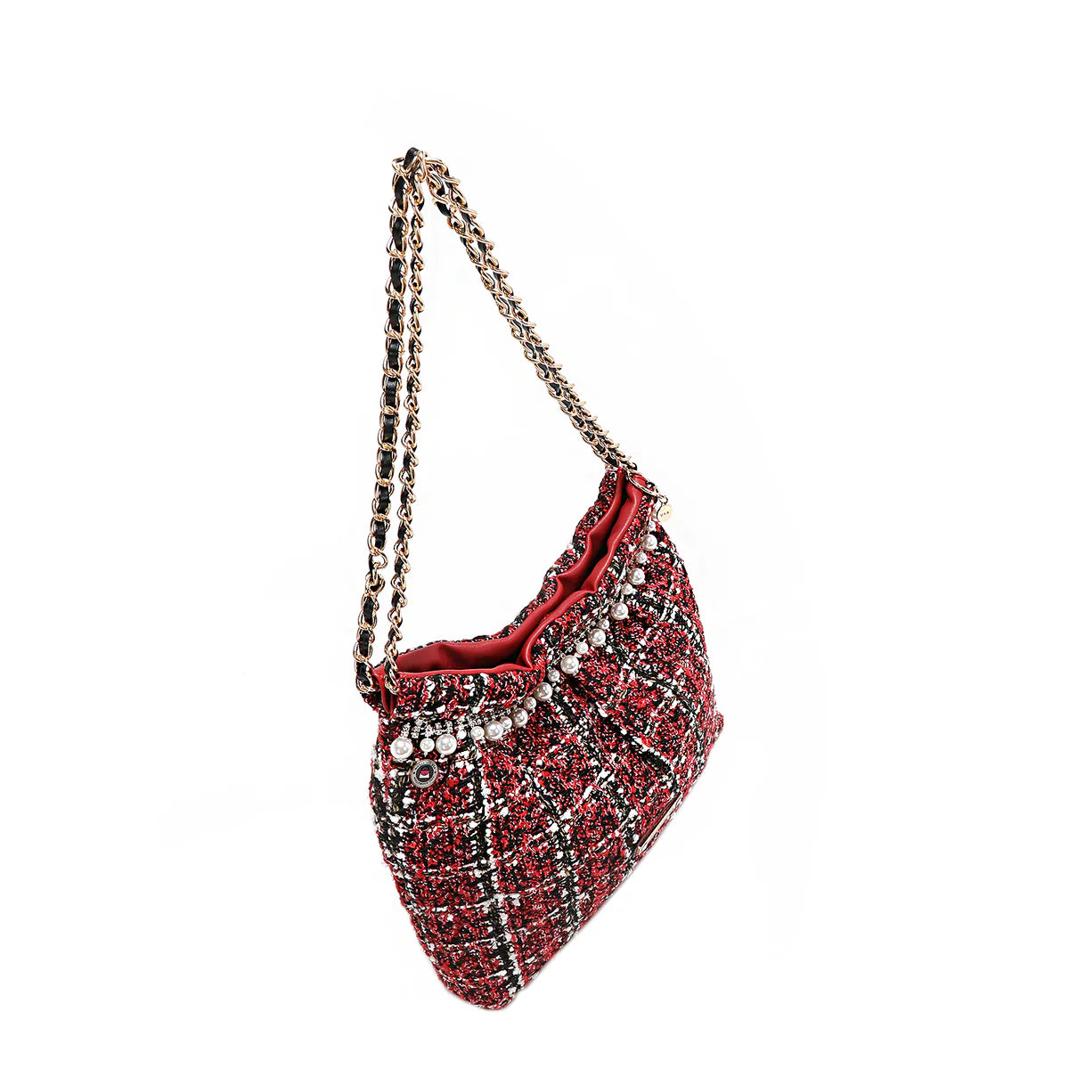 TWEED SHOULDER BAG - P17101 RED / BLACK / BEIGE / GREEN