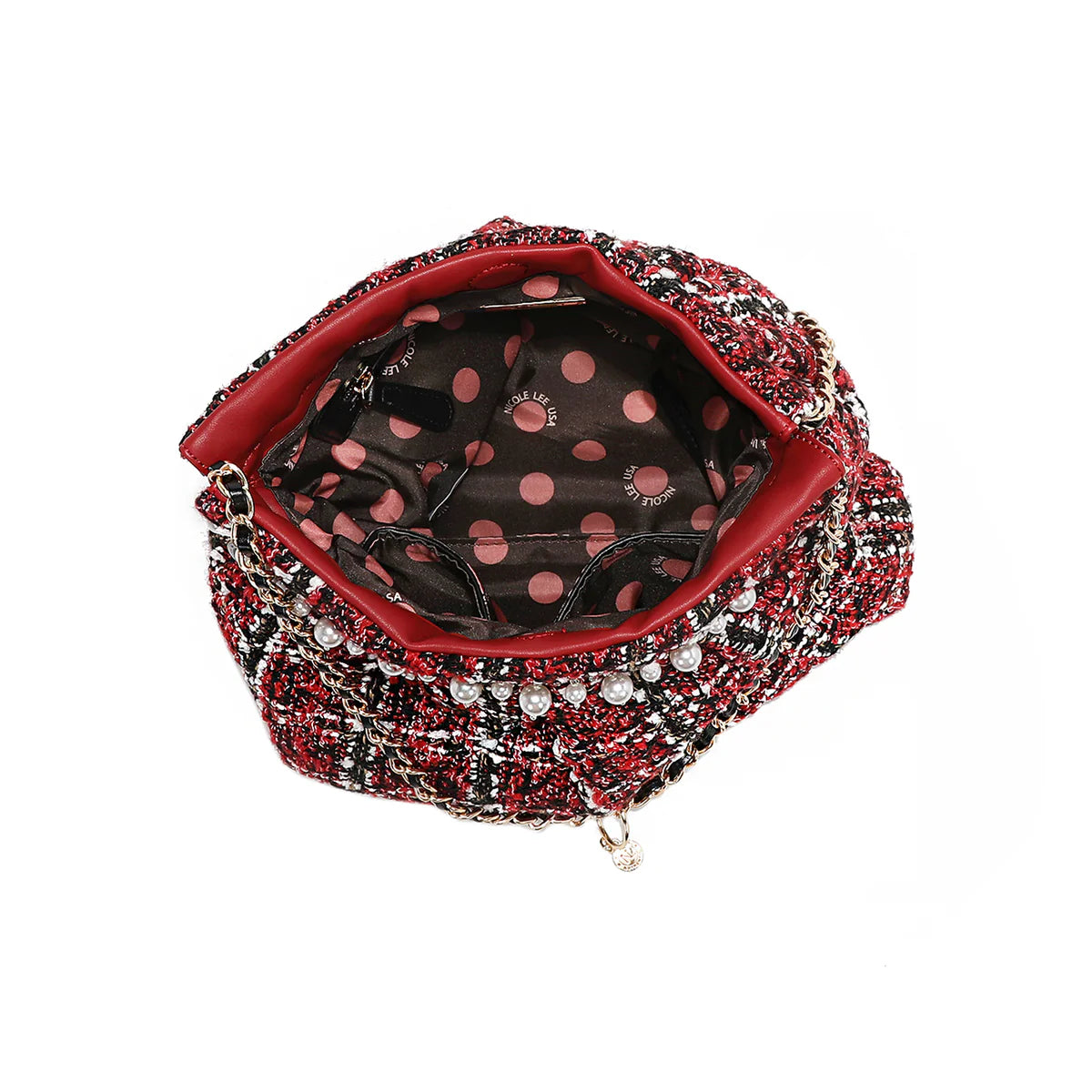 TWEED SHOULDER BAG - P17101 RED / BLACK / BEIGE / GREEN